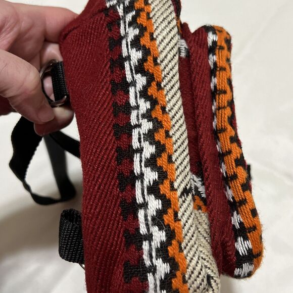 LUCAS Southwest Blanket Small Backpack Woven Red Orange Embroidered KEELA - Picture 6 of 12